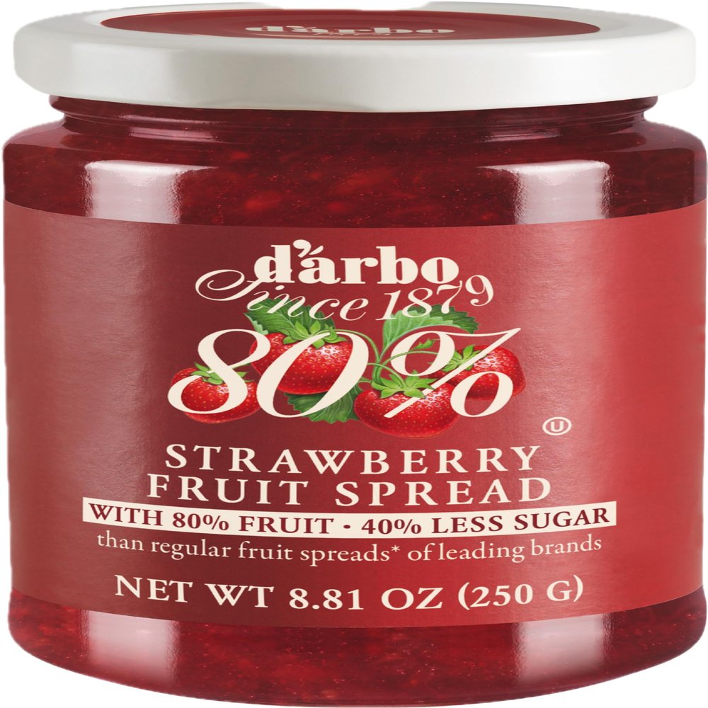 Darbo Strawberry Spread, 80% Fruit, All Natural, 40% Less Sugar - 8.81oz