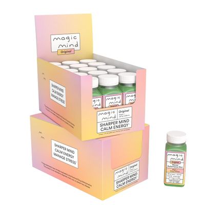 Magic Mind Focus Energy Drink Shots - No Jitters, Stress Relieving, Ashwagandha, Functional Mushrooms, Matcha Green Tea, Vitamin B12, Vitamin C - 2 FL Oz (30 Pack)