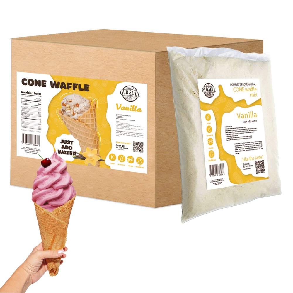 ALDKitchen Cone Waffle Mix | Vanilla Flavour | Soy free | Nut free | Dough Mix for Egg Waffles (Vanilla, 30 Pound (Pack of 1))
