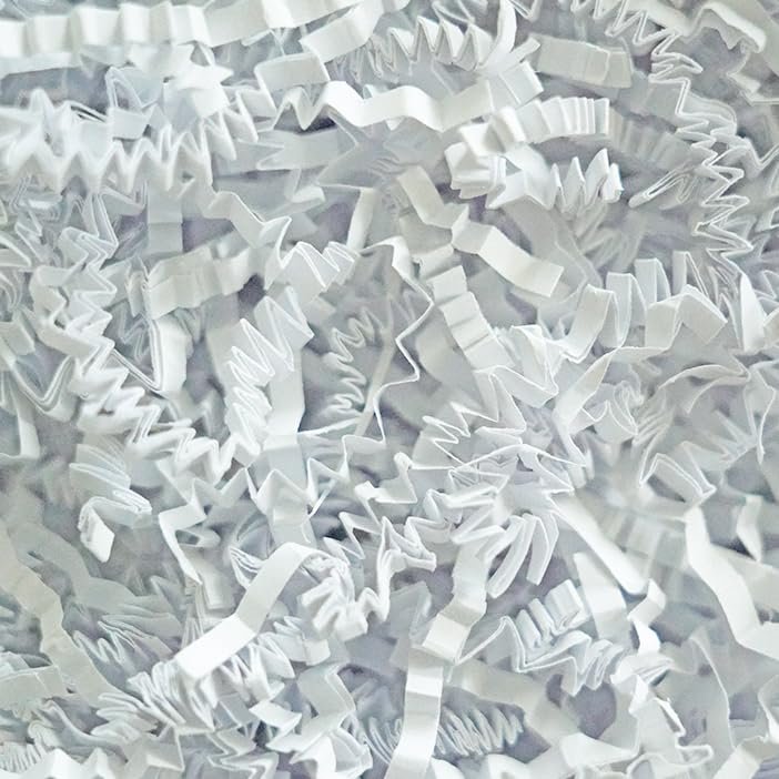 Bobobag - 1LB Crinkle Cut Paper Shred Filler Recyclable Gift Wrap Confetti Raffia Grass Shred Paper for Easter Baskets Filler Creative Eggs Decor (White)