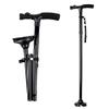 Adult Crutches Folding Cane with Led Light Adjustable Height T-Handle and Quadruped Base for Adults/Elderly/Disabled view 1