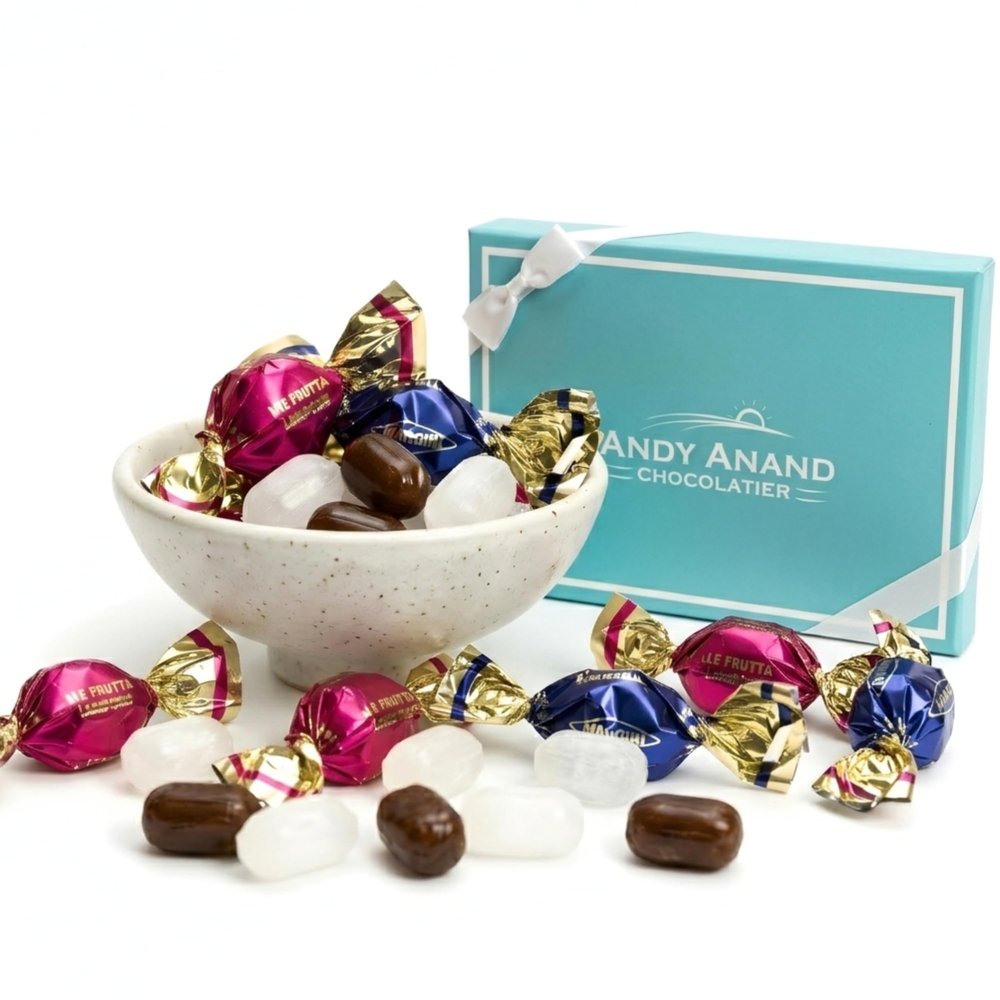 ANDY ANAND CHOCOLATIER Sugar Free & Gluten Free Hard Candy - Made in Italy Fruit Flavored Hard Candy Individually Wrapped Stevia Sweetened Candy Keto & Diabetic friendly Assorted Candy (85 Pcs, 7 Oz)