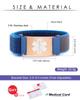 JUST MEET YOU Personalized Sport Medical Alert Bracelets for Women Men, Custom Medical ID Bracelets with Free Engraving, Adjustable Hook and Loop Wristband Emergency Bracelet (Blue/Rose Gold Tag) view 3