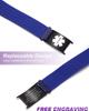 JUST MEET YOU Personalized Medical Alert Bracelets for Women Men, Custom Sport Medical ID Bracelets with Free Engraving, Adjustable Nylon Elastic Wristband Emergency Bracelet (Dark Blue/Black Tag) view 4
