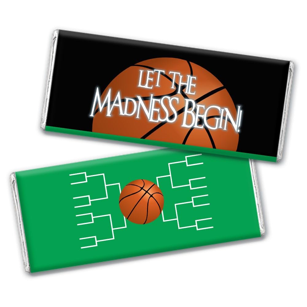 12ct Basketball Party Candy Favors Chocolate Bars Let the Madness Begin (12 Pack) - Green