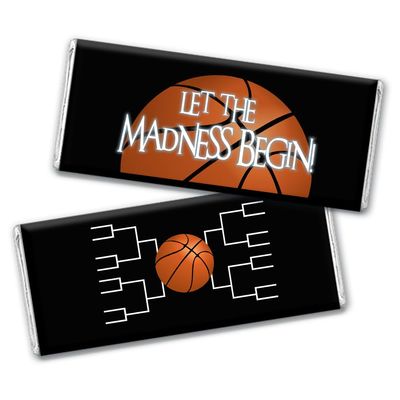 12ct Basketball Party Candy Favors Chocolate Bars Let the Madness Begin (12 Pack) - Black