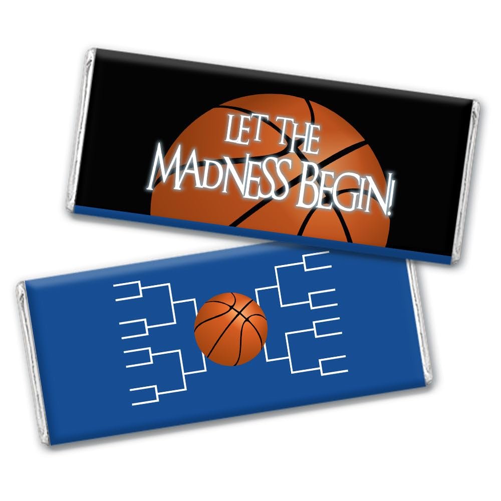 12ct Basketball Party Candy Favors Chocolate Bars Let the Madness Begin (12 Pack) - Blue