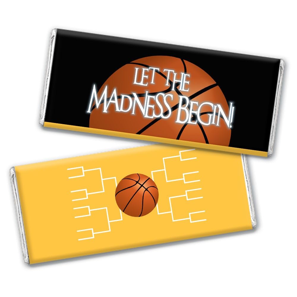 12ct Basketball Party Candy Favors Chocolate Bars Let the Madness Begin (12 Pack) - Yellow