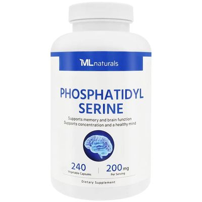 ML Naturals Phosphatidyl Serine 200 mg (Standard) 240 Vegetable Capsules. Supports Memory & Brain Function, Non-GMO, Third-Party Lab Tested