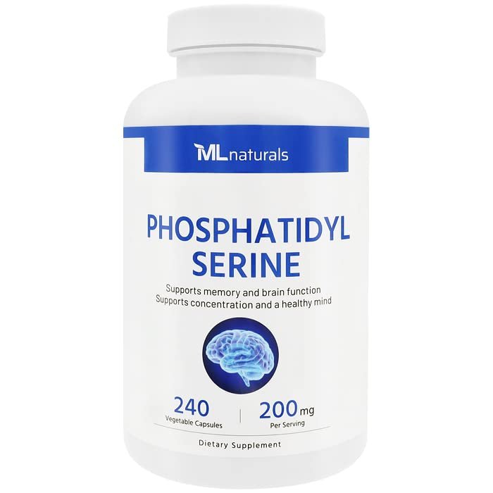 ML Naturals Phosphatidyl Serine 200 mg (Standard) 240 Vegetable Capsules. Supports Memory & Brain Function, Non-GMO, Third-Party Lab Tested