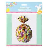 BLJ Easter Pink Themed Chick and Easter Egg Poly Basket Bags, 4ct Pack, Cellophane Gift Basket Bag 22x25x4-in, DIY Easter Basket Bag Holiday Basket Bag