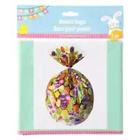 BLJ Easter Pink Themed Chick and Easter Egg Poly Basket Bags, 4ct Pack, Cellophane Gift Basket Bag 22x25x4-in, DIY Easter Basket Bag Holiday Basket Bag
