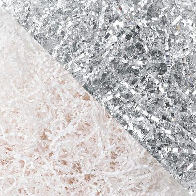 LOMIMOS 250g/8.8oz Crinkle Raffia Paper Confetti Shred,White Silvery Cut Paper Basket Filler Bedding Cushion for Gift Wrapping Craft DIY Packaging Filling Party Decoration