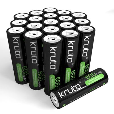 Kruta 20-Pack Rechargeable AAA Batteries, 1.2v 600mAh NiMH Precharged Triple A Solar Batteries for Outdoor Solar Lights and Household Devices, Low-self Discharge, Anti-Leak (Pack 20)