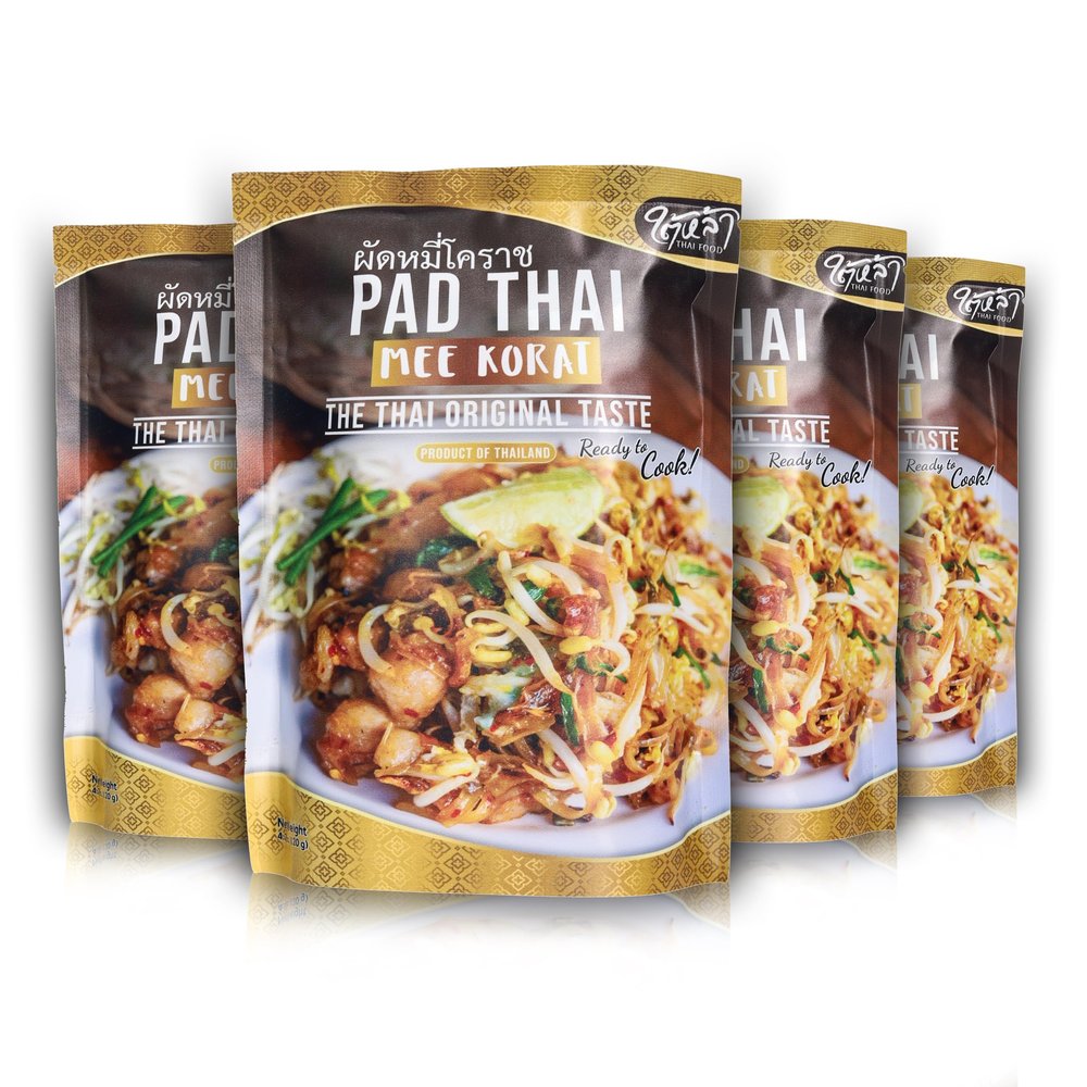 TAILAR Thai Food - PAD THAI Korat Kit - The Thai original taste - with Pad Thai Sauce Style premium Street food Ready to Cook - Meal kit - Products of Thailand. (Pack of 4)