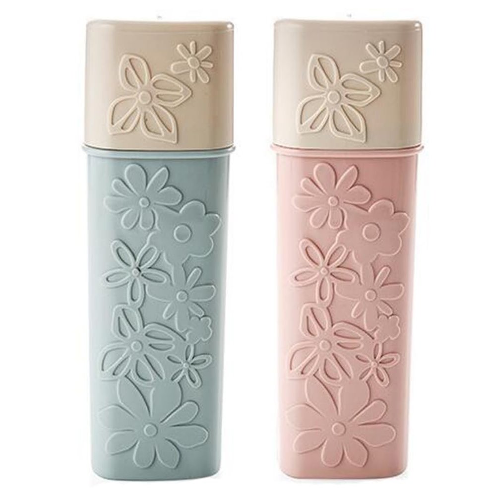 2PCS Plastic Portable Toothbrush Holder Toothpaste Cases Travel Use Waterproof Wash Gargle Cup Case Holder Jar Container with Lid for Outdoor Trips 7.8''