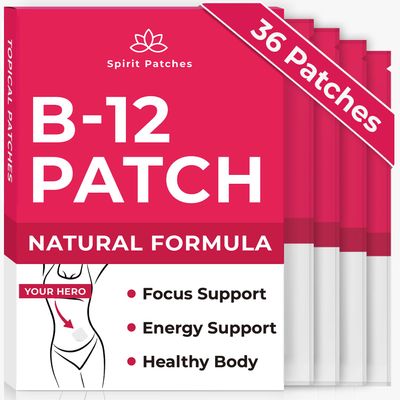 B12 Patches (Pack of 36) - 100% Natural Vitamin Patches for Women, Energy, Focus & Body Support, Self-Adhesive Transparent Patches - Enhanced Formula