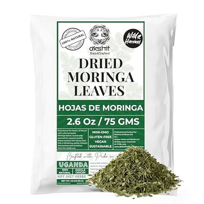 2.6oz Dried Moringa Leaves, Hojas De Moringa Secas,100% Natural MoringaOleifera Leaves, Loose Leaf Tea. Non GMO, Caffeine-free, No Additives. by Akshit