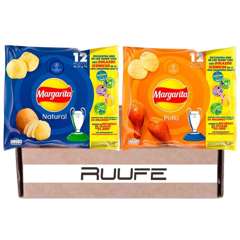 Papas Margarita (24 pack) Crunchy Potato Chips Chicken & Natural Flavor Papitas Margarita de Pollo y Natural mecato Colombiano Colombian Snacks Colombians chips