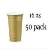 Gold 50 Pack-16 Oz Disposable Plastic Party Cup for Birthdays, Barbeque Cups, Event Cups view 2