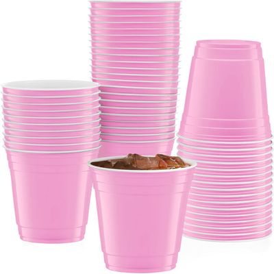 Pink Cups- 50 Pack-16 Oz Disposable Plastic Party Cup Perfect for Events and Parties (Pink)