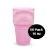 Pink Cups- 50 Pack-16 Oz Disposable Plastic Party Cup Perfect for Events and Parties (Pink) view 2