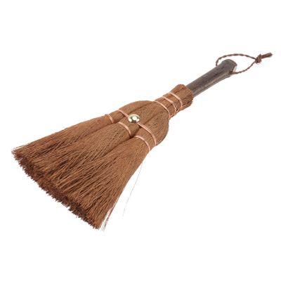 Yardenfun 1pc Mini Palm Broom for Tea Ceremony Compact Natural Bristle Cleaning Brush for Household Use Lightweight Space-Saving Design for Dusting and Sweeping Small Areas