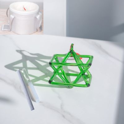 Chakra Optically Clear Quartz Crystal Singing Merkaba Pyramid with Two Types Striker and BagGift for Sound Healing Meditation Accessories Prayer (Color : Green, Size : 7 inch+Bag)