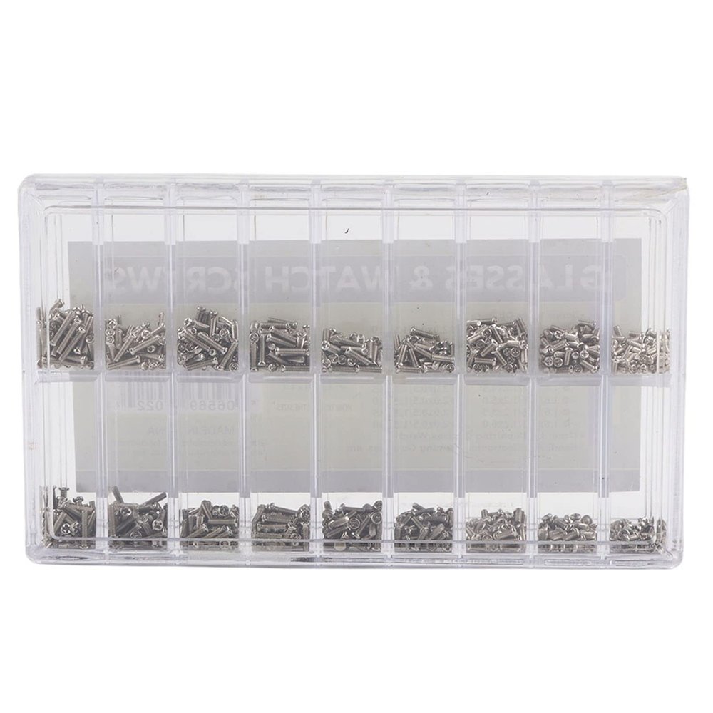 1800pcs Mini Glasses Screw Kit, 18 Types of Stainless Steel Screw, Glasses Sunglasses Spectacles Watch Mini Screws Repair Kit