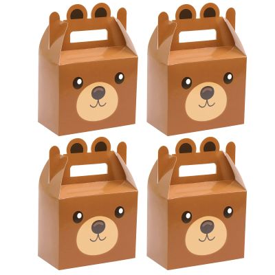 12Pcs Bear Treat Boxes Party Supplies Bear Baby Shower Theme Party Favor Goody Gift Boxes For Kids Boy Girl Brown Bear Theme Birthday Baby Shower Party Decorations Treat Candy Boxes 5.9x3.2x7.9inch