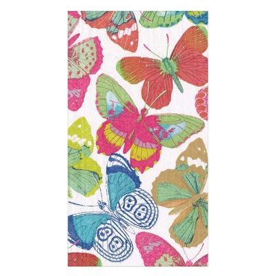 Caspari Butterflies Bright Guest Towel Napkins - 15 Per Package