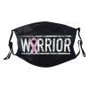 Breast Cancer Warrior Aweareness Ribbon Face Mask Washable Reusable Adults Breathable with 2 Filters Black view 1