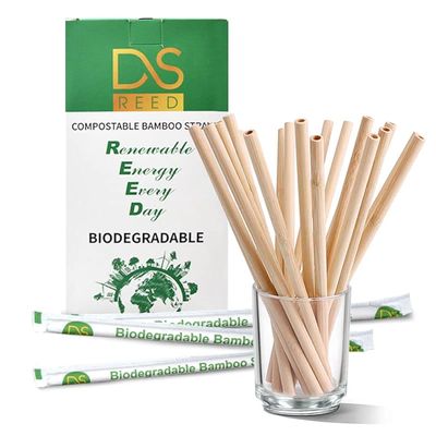 100 Pack DS Reed Natural Bamboo Drinking Straw Reusable BPA Free 7.8" EcoFriendly Organic Alternative To Plastic Straws Strong Durable Compostable Biodegradable Heavy Duty Cold & Hot drinks