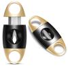 Demcigar V-Cut Cigar Cutter, Stainless Steel Sharp Blade Cigar Guillotine Scissors for Men(Gold+Black) view 1