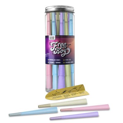 Free Boy 72 Pack Colorful Pre Rolled Cones,King Size Cones Rolling Papers with Tips,Vegan & Smooth Burning