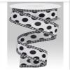 10 Yards 1.5in Wired White with Black Polka Dots Faux Burlap Gingham Edge Ribbon view 1