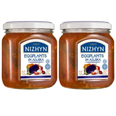 Nezhin Eggplant in Adjika, Made from Fresh Ingredients, No Added Preservatives, 15.9 oz/450g, Pack of 2