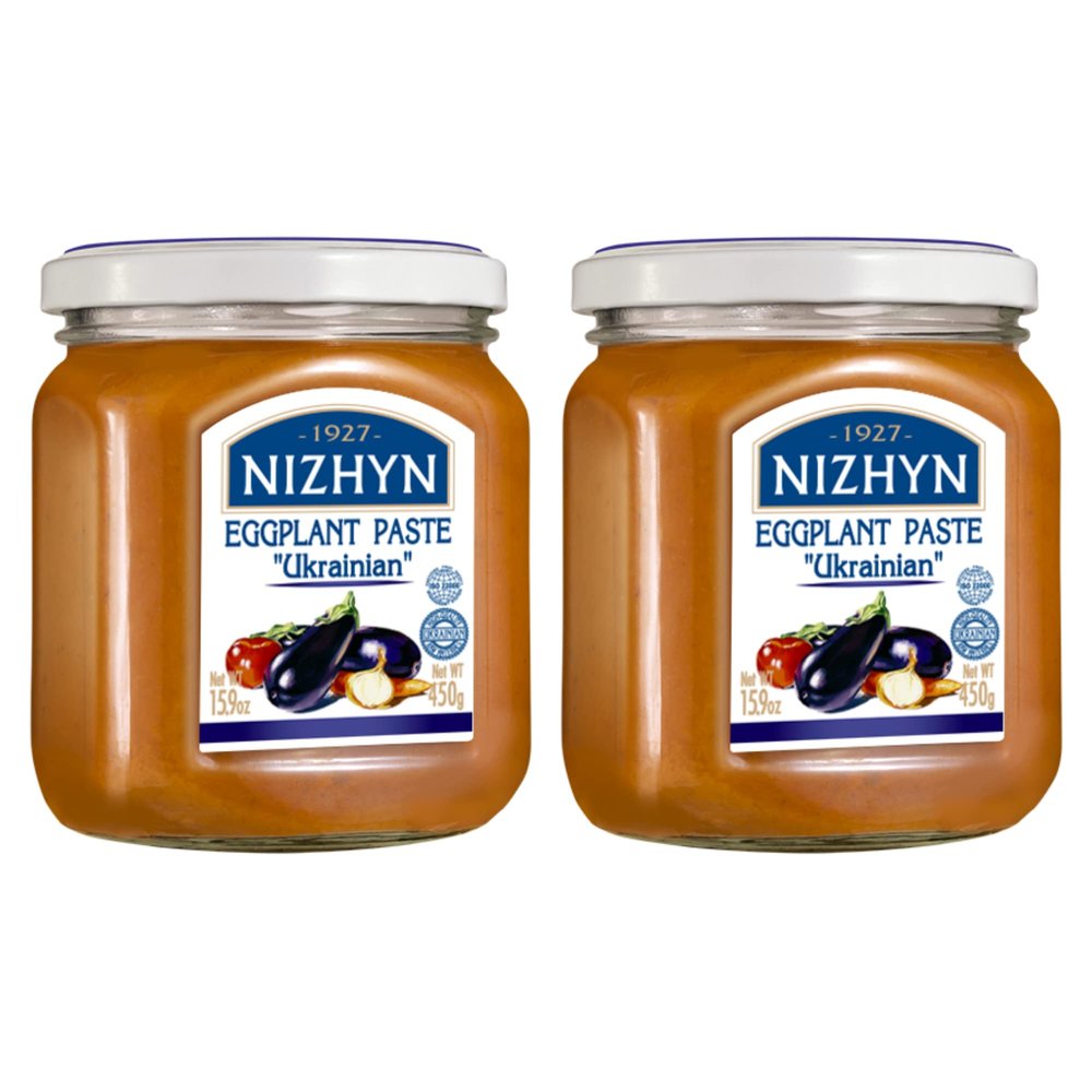 Nezhin Eggplant Paste Ukrainian, Made from Fresh Ingredients, No Added Preservatives, 15.9 oz/450g, Pack of 2