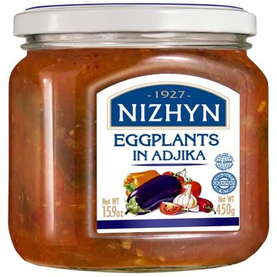 Nezhin Eggplant in Adjika, Made from Fresh Ingredients, No Added Preservatives, 15.9 oz/450g, Pack of 1