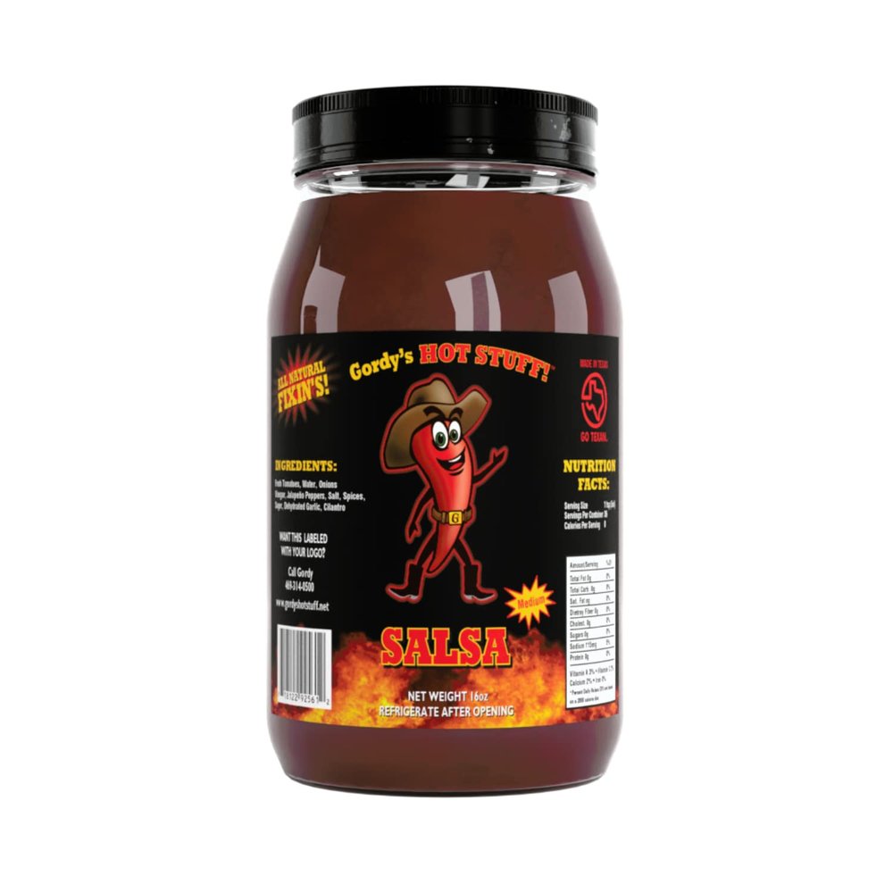 Gordy's Hot Stuff! Medium Salsa - Handcrafted in Texas with Fresh Tomatoes and Jalapeo Peppers - 16oz