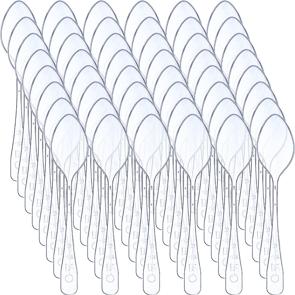 1000 Pcs Clear Mini Spoons for Desserts Small Plastic Tasting Tiny Disposable Spoons Plastic Serving Utensils Bulk for Sample, Ice Cream, Appetizer, 3.7 x 0.8 Inch