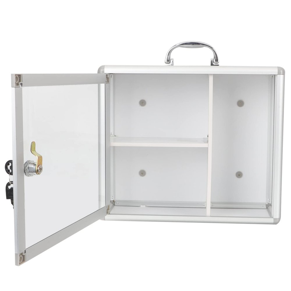 Zerodeko Box Portable Storage Box First Aid Wall Cabinet Wall Hanging Locking Cabinet Locking Storage Handled Case First Aid Case Multitools Showcase Travel with Lock Aluminum Alloy