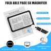 5X Handheld Magnifier for Page Reading - Large Folding Lighted Magnifier with 48 LED Lights (3Modes), Rectangular Handhold Magnify Lens Gifts for Reading Small Prints, Low Vision, Seniors view 2