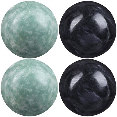 Healifty Baoding Balls Pack of 4-1.4 inch Chinese Balls for Hand, No Chime Chinese Health Exercise Massage Balls (Green,Black)