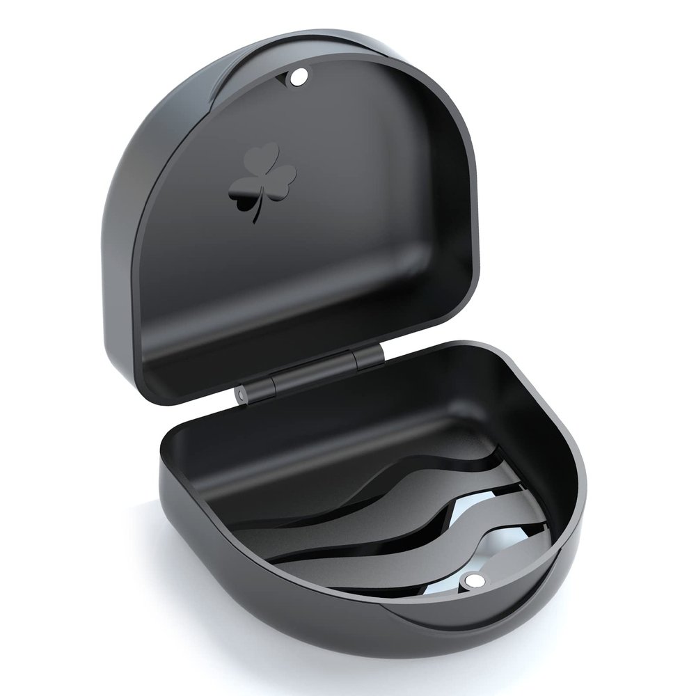 ARGOMAX Aligner and Retainer Case, Professional Orthodontic Storage Box for Braces, Night Guards & Mouth Guards, Slim & Portable Travel Essential-Black