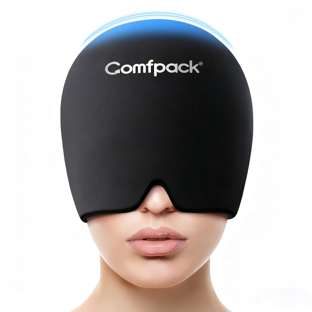 Comfpack Migraine Relief Cap, FSA Eligible, Full Head Cold Compress Soft Stretchy Headache Relief Cap for Tension, Sinus, Stress Relief, Hangover Ice Hat, Puffy Eyes, Gifts for Migraine Sufferers