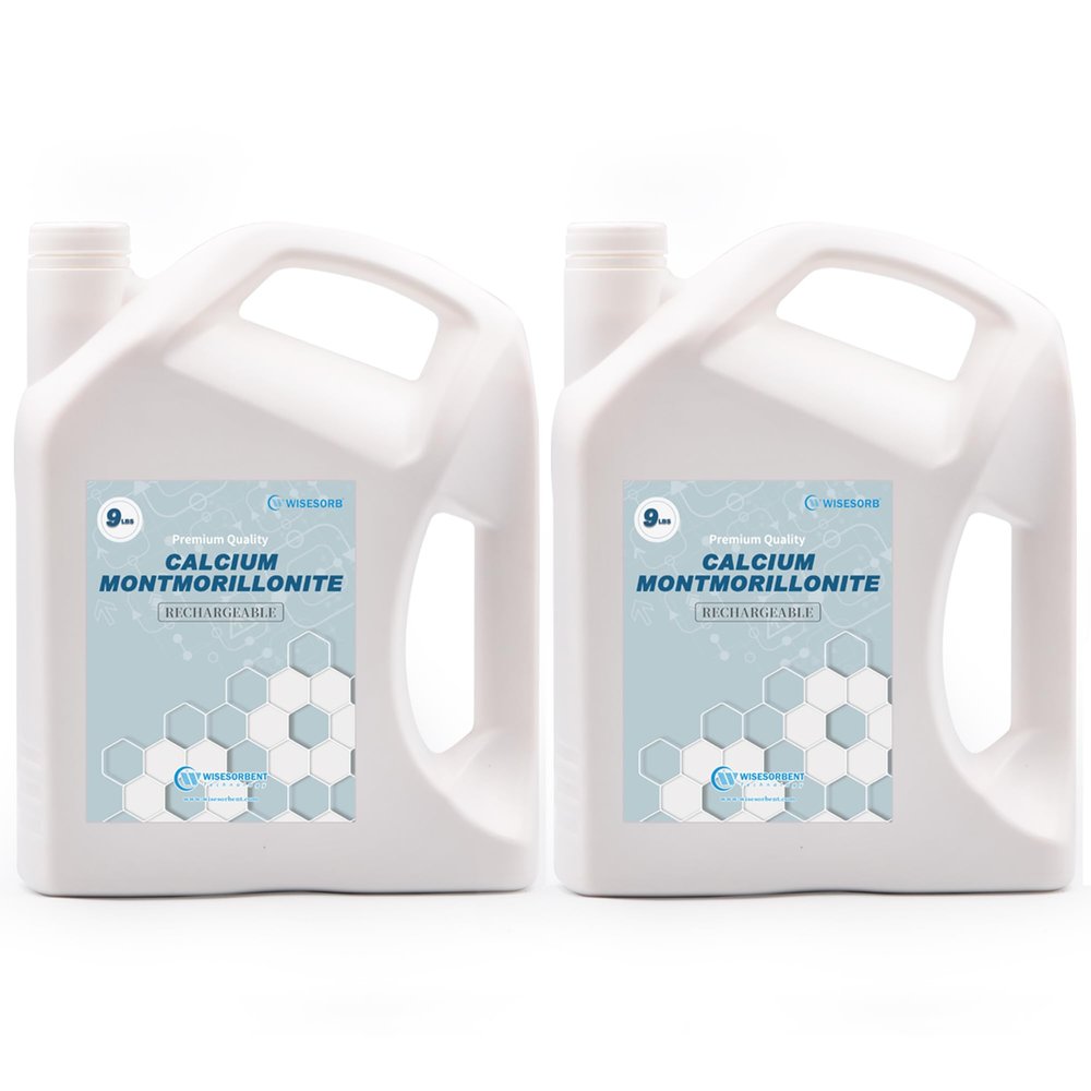 Wisesorb 18 LBS Desiccant Calcium Montmorillonite, Rechargeable Dessicant Dehumidifiers Desiccant Moisture Absorber, 2 Pack of 9 LBS