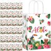 Pajean 32 Pack Hawaiian Gift Bag Luau Party Summer Tropical Palm Leaf Paper Bag with Handle for Candy Treat Summer Tropical Aloha Festival Hawaiian Luau Holiday Party Supplies Favor view 1