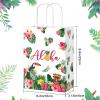Pajean 32 Pack Hawaiian Gift Bag Luau Party Summer Tropical Palm Leaf Paper Bag with Handle for Candy Treat Summer Tropical Aloha Festival Hawaiian Luau Holiday Party Supplies Favor view 2