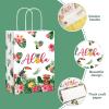 Pajean 32 Pack Hawaiian Gift Bag Luau Party Summer Tropical Palm Leaf Paper Bag with Handle for Candy Treat Summer Tropical Aloha Festival Hawaiian Luau Holiday Party Supplies Favor view 4